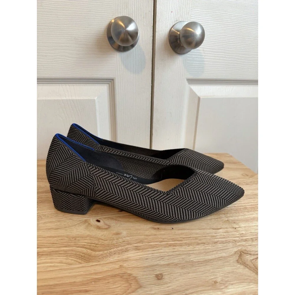 Rothy’s The High Point Block Heel Brown Herringbone size 12.5 Shoes